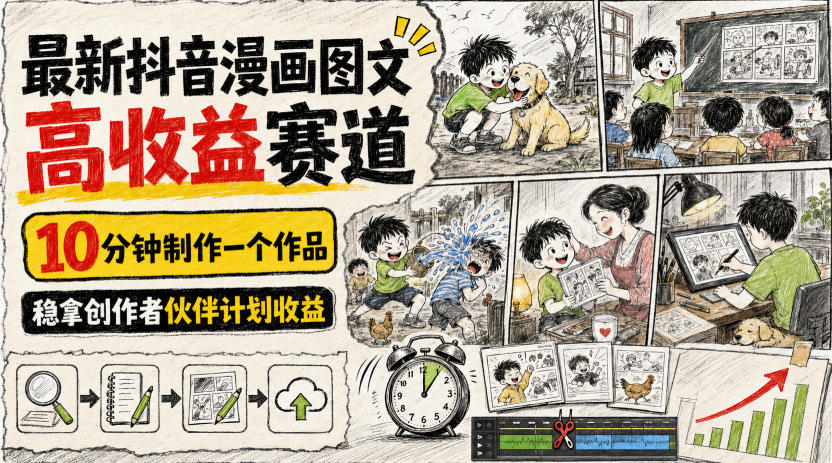 图片[1]-专注音乐模板设计8年最新抖音漫画图文高收益赛道，10分钟制作一个作品，稳拿创作者伙伴计划收益-专注音乐模板设计8年唐宝音乐模板